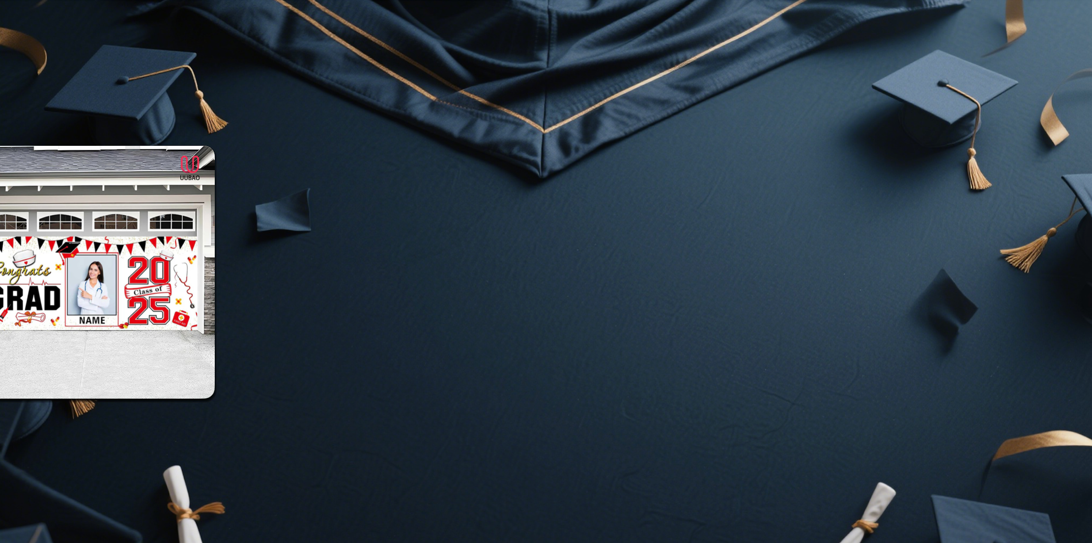 【UUBAO】2025 Graduation Banner: Customize with Photos and Names for Unforgettable Memories