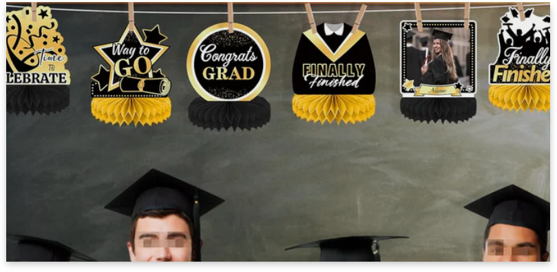 Personalize Your 2025 Graduation with Customizable Photo & Name Honeycomb Centerpieces