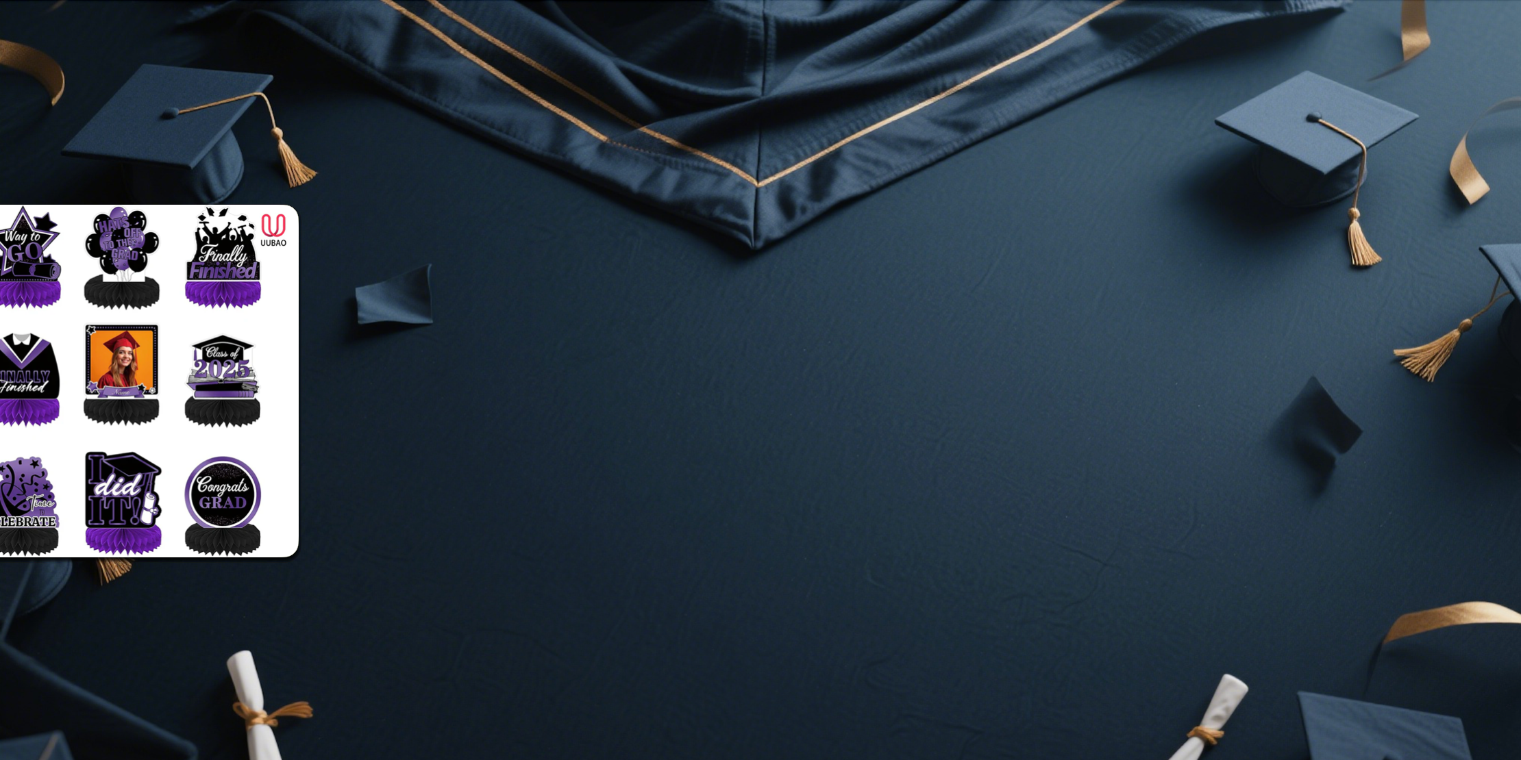 【UUBAO】Customizable Photo and Name Graduation Honeycomb Decorations for 2025: A Perfect Party Touch