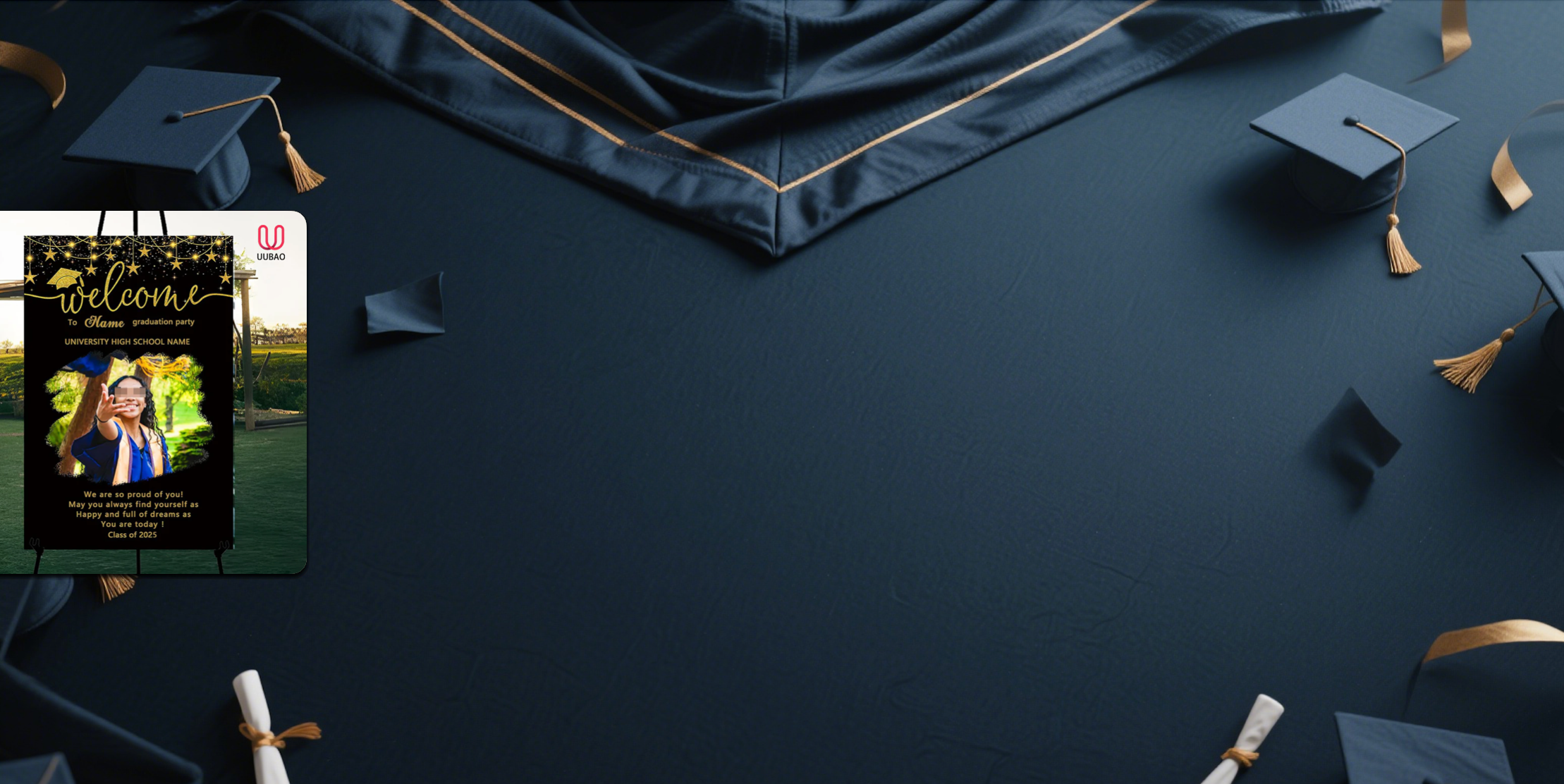 【UUBAO】Customized 2025 Graduation Welcome Sign: Personalize with Photos and Names!