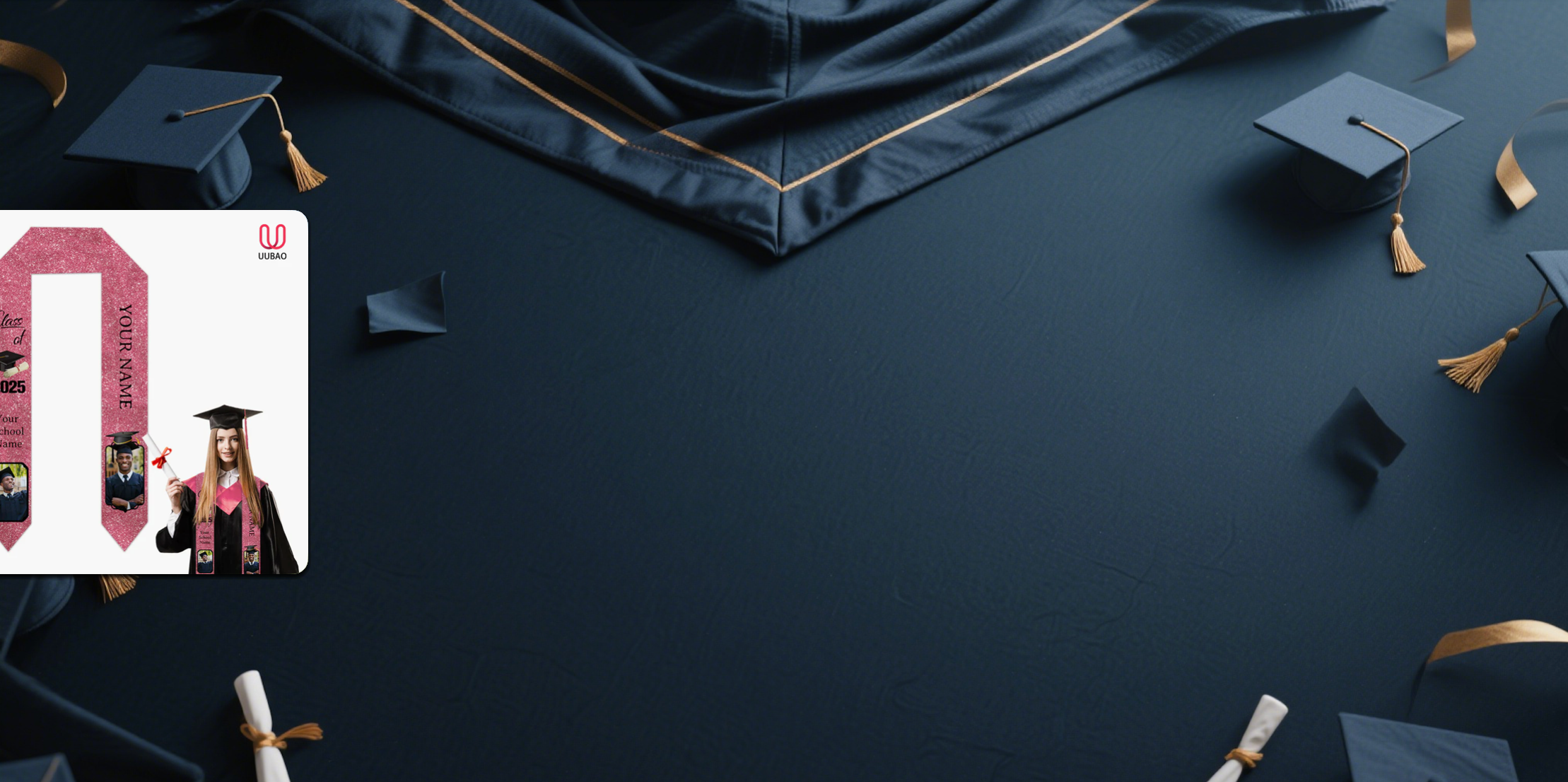 【UUBAO】2025 Graduation Stole: Customize with Photos and Names for a Memorable Ceremony