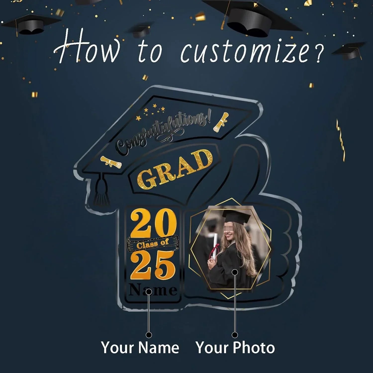 【UUBAO】Personalize Your Graduation Memory: 2025 Customizable Photo & Name Acrylic Plaque