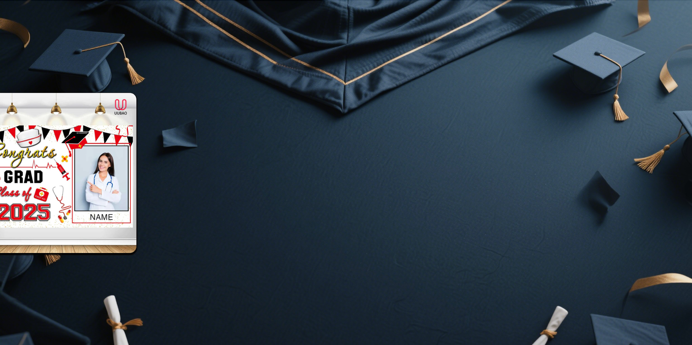 【UUBAO】Customizable 2025 Graduation Banner: Add Photos and Names for a Personalized Touch!