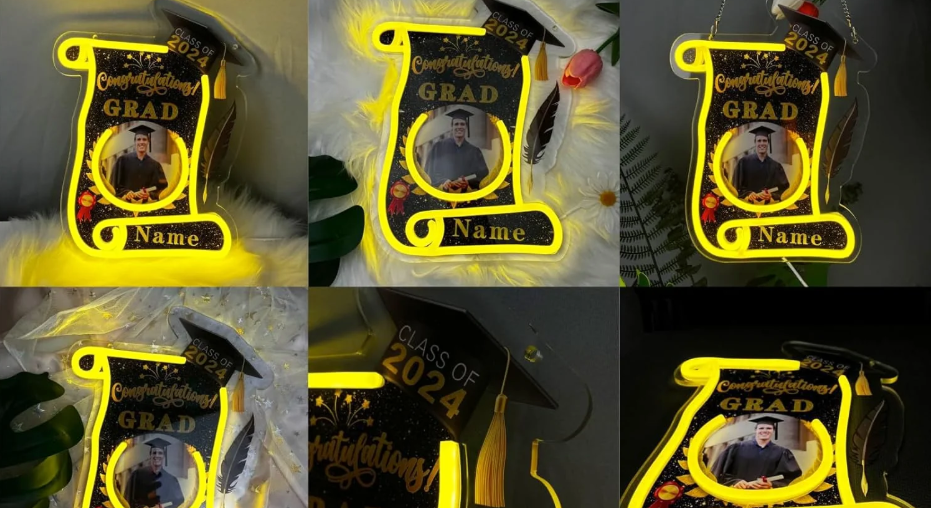 Celebrate the Class of 2025 with Customizable Photo and Name Graduation LED Neon Signs!