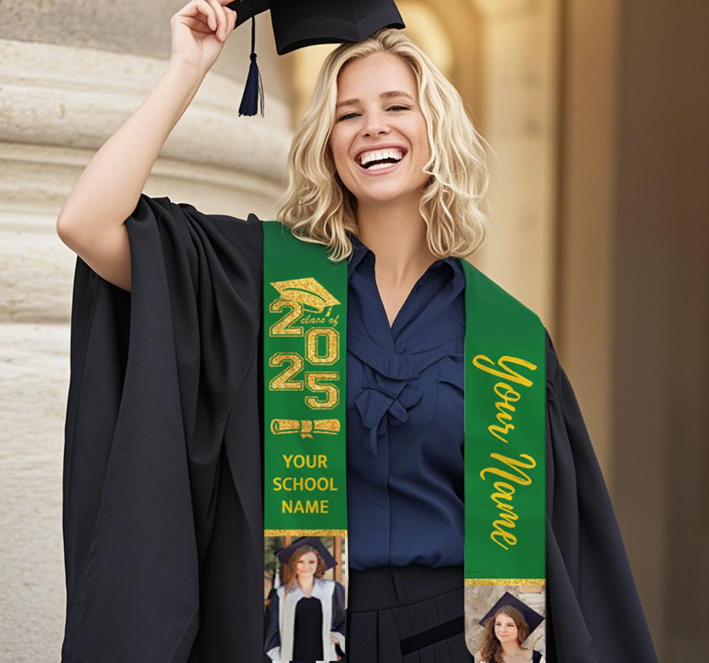 【UUBAO】Celebrate the Class of 2025 with Stylish Black and Silver Graduation Stoles!