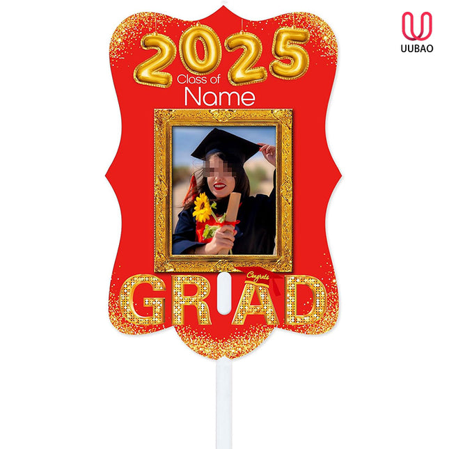 UUBAO Personalized Graduation Double Sided Face Fan Class of 2025 Customized Graduation Head Face Cutout with Handle Fun Photo Prop Supplies(Red)