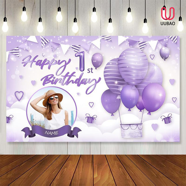 UUBAO Custom Happy Birthday Banner Backdrop Party Indoor Outdoor Car Decoration Supplies for Girl Women Boy