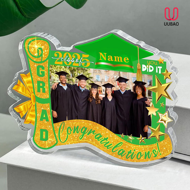 UUBAO Customized Graduation Plaque with Photo Crystal Desktop Keepsake Gift (Light Green)