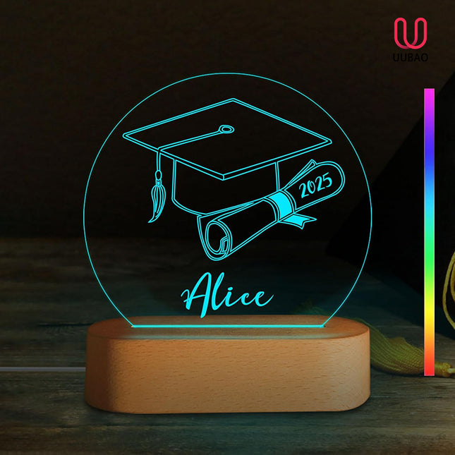 UUBAO Personalized Graduation Lamp Gifts for Her or Him Class of 2025 Custom Name College & Year Congrats Grad 3D Illusion Night Light Decoration for High School Graduation or University (Scroll)