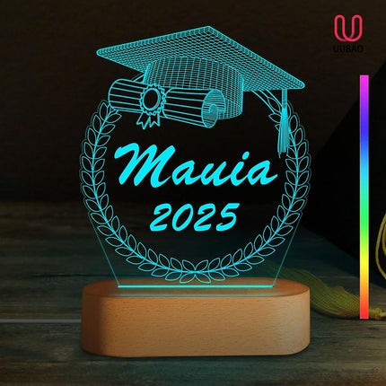 UUBAO Personalized Graduation Lamp Gifts Class of 2025 Custom Name College(Ear of Wheat)