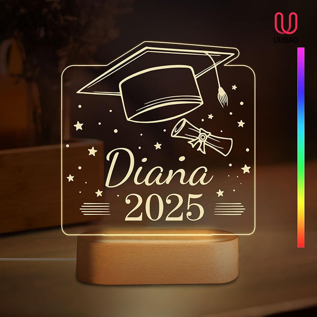 UUBAO Personalized Graduation Lamp Gifts for Her or Him Class of 2025 Custom Name College & Year Congrats Grad 3D Illusion Night Light Decoration for High School Graduation or University (Scroll)