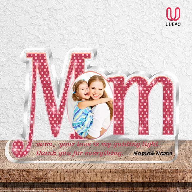 UUBAO Custom Mother's Day Personalized Acrylic Plaque With Photos Name Gifts for Mom Heart (Rose Gold)