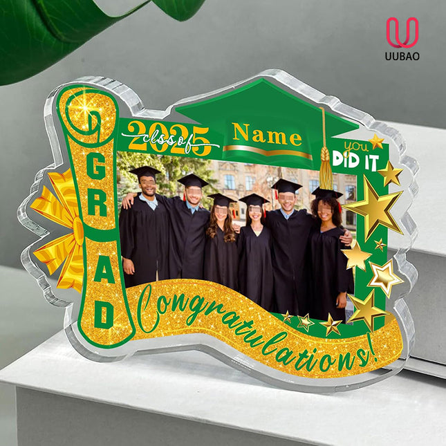 UUBAO Customized Graduation Plaque with Photo Crystal Desktop Keepsake Gift (Dark Green)