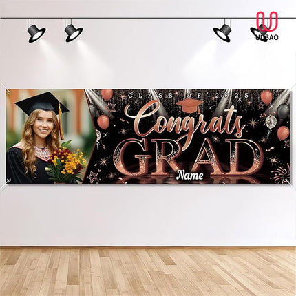 UUBAO Custom Graduation Party Decorations Personalization Banner Class of 2025 Backdrop (Maroon）