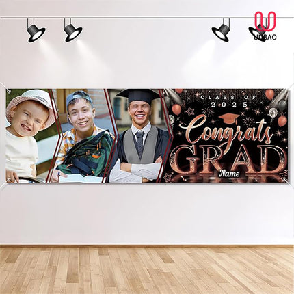 UUBAO Custom Graduation Party Decorations Personalization Banner Class of 2025 Backdrop (Maroon）