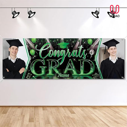 UUBAO Custom Graduation Party Decorations Personalization Banner Class of 2025 Backdrop (Dark Green）