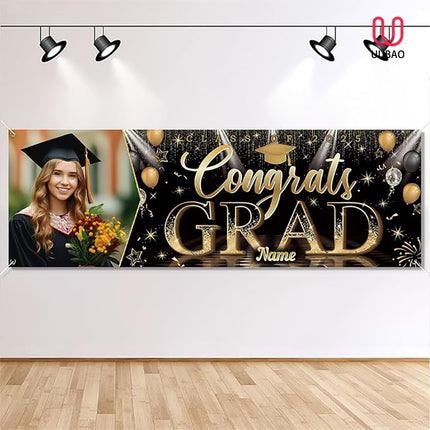 UUBAO Custom Graduation Party Decorations Personalization Banner Class of 2025 Backdrop (Champagne）