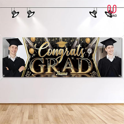 UUBAO Custom Graduation Party Decorations Personalization Banner Class of 2025 Backdrop (Champagne）