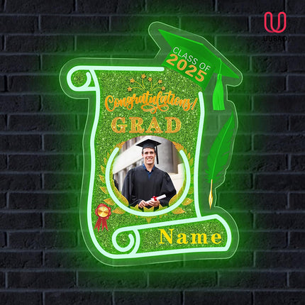 UUBAO Custom Graduation Gift LED Neon Signs Class of 2025 Personalized Photo Congrats Grad USB Powered (Light Green)