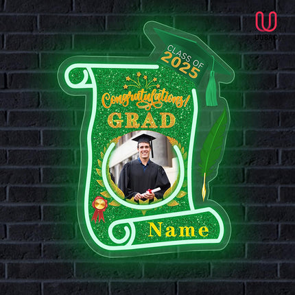 UUBAO Custom Graduation Gift LED Neon Signs Class of 2025 Personalized Photo Congrats Grad USB Powered (Dark Green)