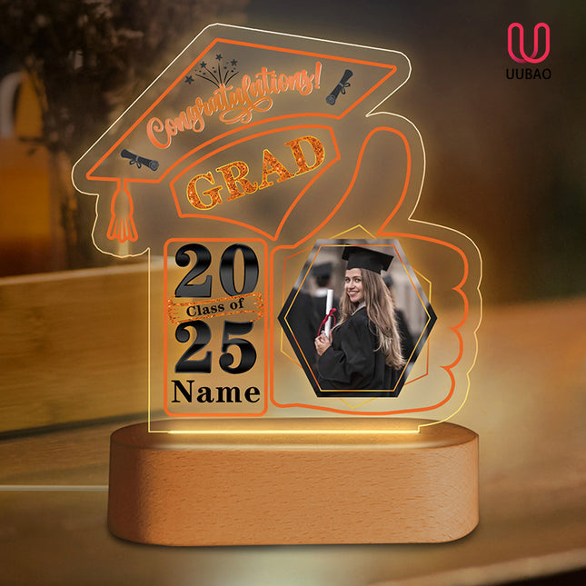 UUBAO Graduation Gifts Personalized Night Light Class of 2025 Custom Photo Name Gifts for Him Her Gifts for College, High School (Orange)