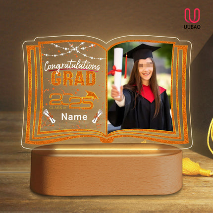 UUBAO Custom Night Light with Photo Name 2025 Personalized Graduation Led Lamp for Women Man Gifts for College High School (Orange)