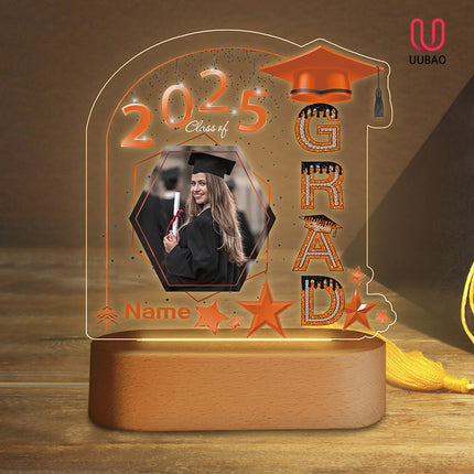 UUBAO Graduation Gifts Personalized Night Light Class of 2025 Custom Photo Name Gifts for Him Her Gifts for College, High School (Orange)