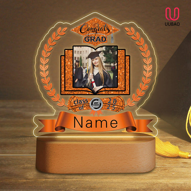 UUBAO Graduation Gifts Personalized Night Light Class of 2025 Custom Photo Name Gifts for Him Her Gifts for College, High School (Orange)
