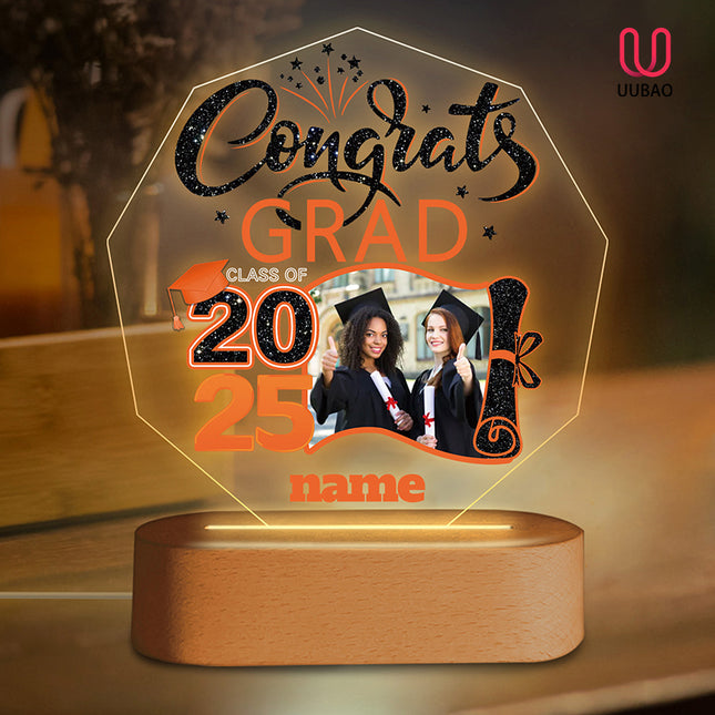 UUBAO Graduation Gifts Personalized Night Light Class of 2025 Custom Photo Name Gifts for Him Her Gifts for College, High School (Orange)