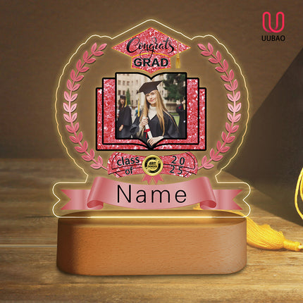 UUBAO Graduation Gifts Personalized Night Light Class of 2025 Custom Photo Name Gifts for Him Her Gifts for College, High School (Pink)