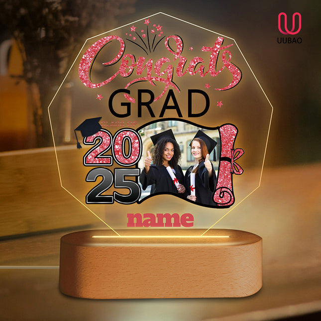 UUBAO Graduation Gifts Personalized Night Light Class of 2025 Custom Photo Name Gifts for Him Her Gifts for College, High School (Pink)