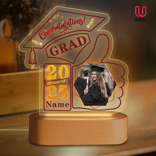 UUBAO Graduation Gifts Personalized Night Light Class of 2025 Custom Photo Name Gifts for Him Her Gifts for College, High School (Maroon)