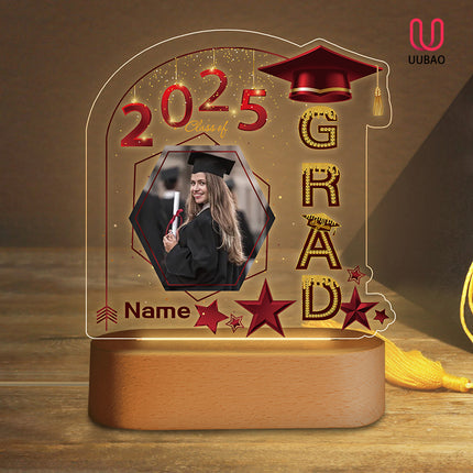 UUBAO Graduation Gifts Personalized Night Light Class of 2025 Custom Photo Name Gifts for Him Her Gifts for College, High School (Maroon)