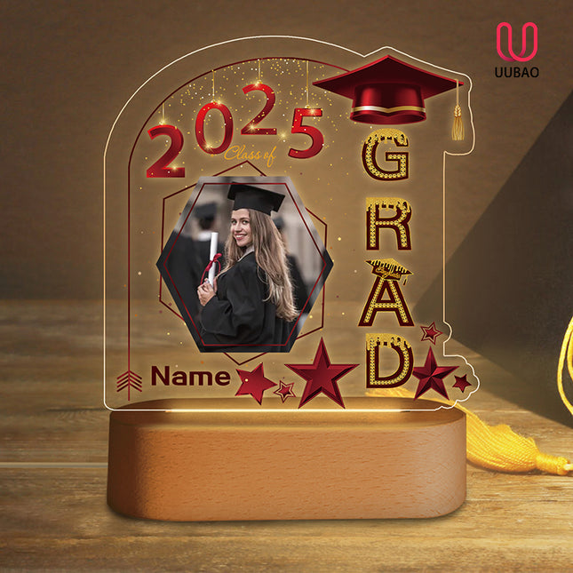 UUBAO Graduation Gifts Personalized Night Light Class of 2025 Custom Photo Name Gifts for Him Her Gifts for College, High School (Maroon)