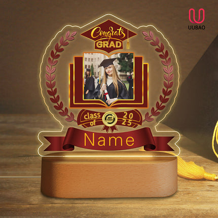 UUBAO Graduation Gifts Personalized Night Light Class of 2025 Custom Photo Name Gifts for Him Her Gifts for College, High School (Maroon)