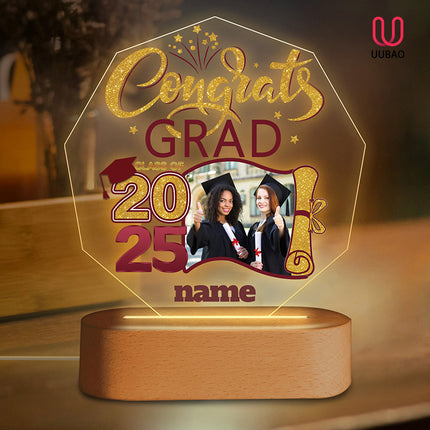 UUBAO Graduation Gifts Personalized Night Light Class of 2025 Custom Photo Name Gifts for Him Her Gifts for College, High School (Maroon)