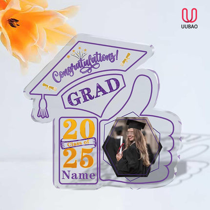 UUBAO Personalized Graduation Decorative Signs Plaques Class of 2024 Desk Paperweight Farewell Memorial Gift with Photo(Purple)