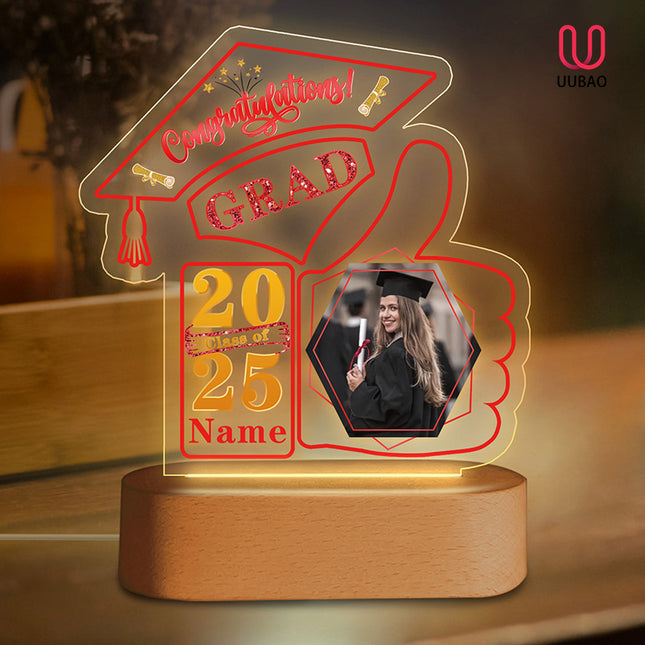 UUBAO Graduation Gifts Personalized Night Light Class of 2025 Custom Photo Name Gifts for Him Her Gifts for College, High School (Red)