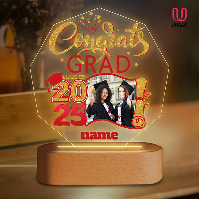UUBAO Graduation Gifts Personalized Night Light Class of 2025 Custom Photo Name Gifts for Him Her Gifts for College, High School (Red)