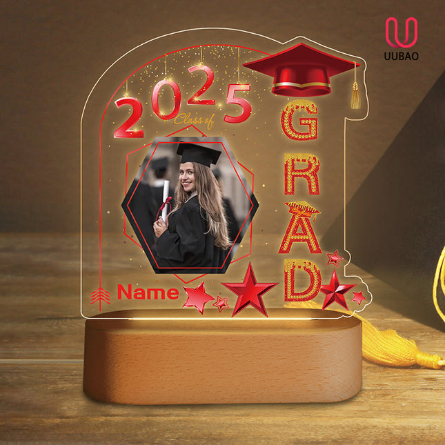 UUBAO Graduation Gifts Personalized Night Light Class of 2025 Custom Photo Name Gifts for Him Her Gifts for College, High School (Red)