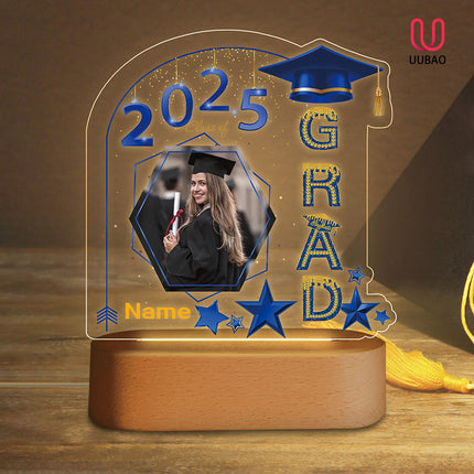 UUBAO Graduation Gifts Personalized Night Light Class of 2025 Custom Photo Name Gifts for Him Her Gifts for College, High School (Blue and Gold)