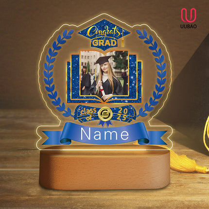 UUBAO Graduation Gifts Personalized Night Light Class of 2025 Custom Photo Name Gifts for Him Her Gifts for College, High School (Blue and Gold)