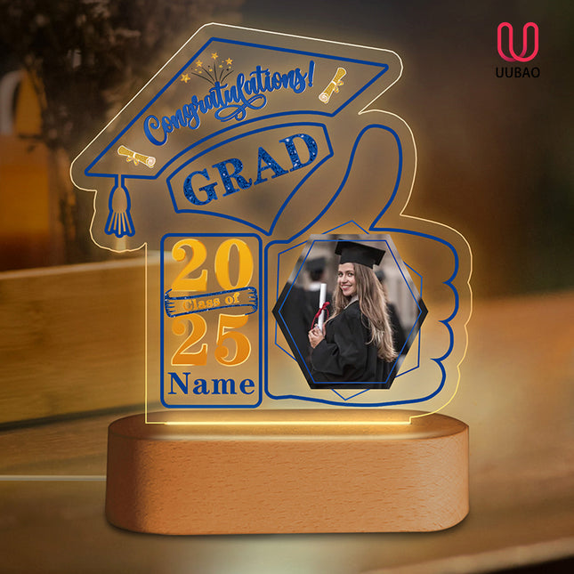 UUBAO Graduation Gifts Personalized Night Light Class of 2025 Custom Photo Name Gifts for Him Her Gifts for College, High School (Blue and Gold)