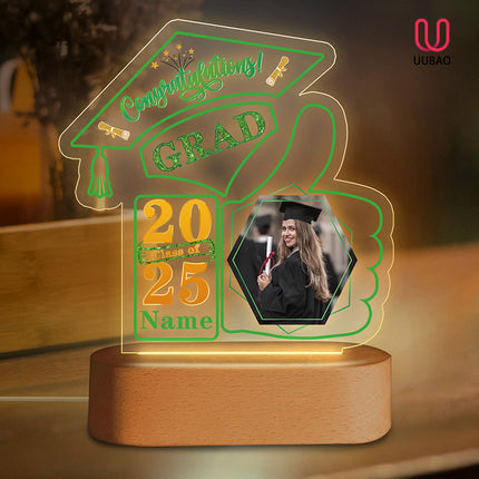 UUBAO Graduation Gifts Personalized Night Light Class of 2025 Custom Photo Name Gifts for Him Her Gifts for College, High School (Light Green)