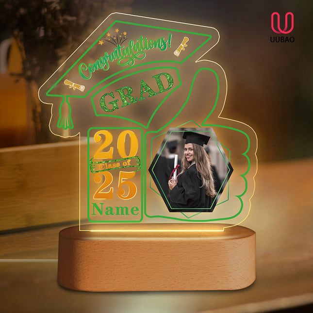 UUBAO Graduation Gifts Personalized Night Light Class of 2025 Custom Photo Name Gifts for Him Her Gifts for College, High School (Light Green)