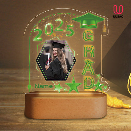 UUBAO Graduation Gifts Personalized Night Light Class of 2025 Custom Photo Name Gifts for Him Her Gifts for College, High School (Light Green)