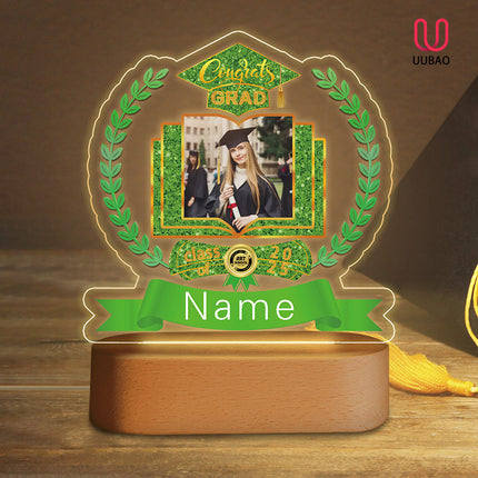 UUBAO Graduation Gifts Personalized Night Light Class of 2025 Custom Photo Name Gifts for Him Her Gifts for College, High School (Light Green)