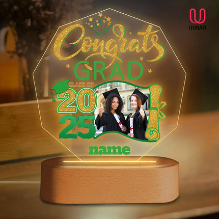 UUBAO Graduation Gifts Personalized Night Light Class of 2025 Custom Photo Name Gifts for Him Her Gifts for College, High School (Light Green)