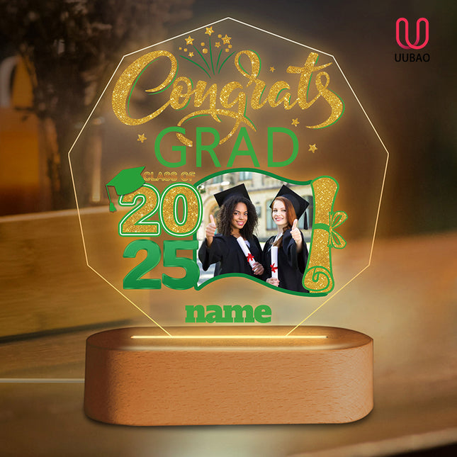 UUBAO Graduation Gifts Personalized Night Light Class of 2025 Custom Photo Name Gifts for Him Her Gifts for College, High School (Light Green)