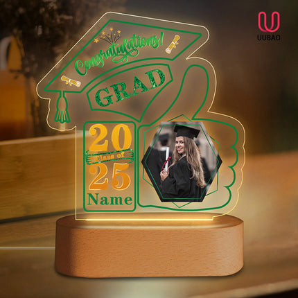 UUBAO Graduation Gifts Personalized Night Light Class of 2025 Custom Photo Name Gifts for Him Her Gifts for College, High School (Dark Green)